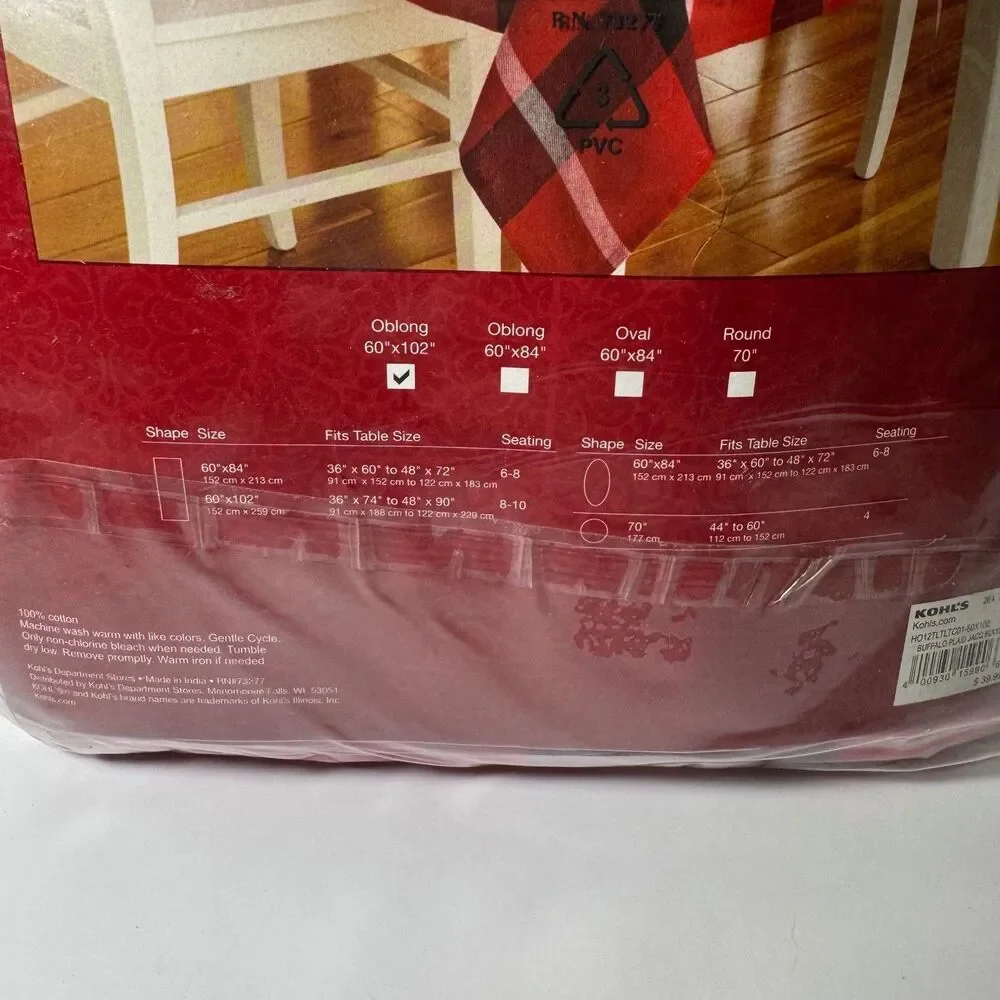 St. Nicholas Square Christmas Cabin Tablecloth Holiday Plaid Oblong 60 in x 102
